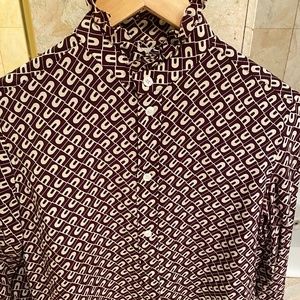 Celine silk frilled collar blouse